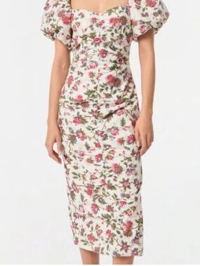RHODE Tessa floral midi 100% organic cotton dress formal wedding evening